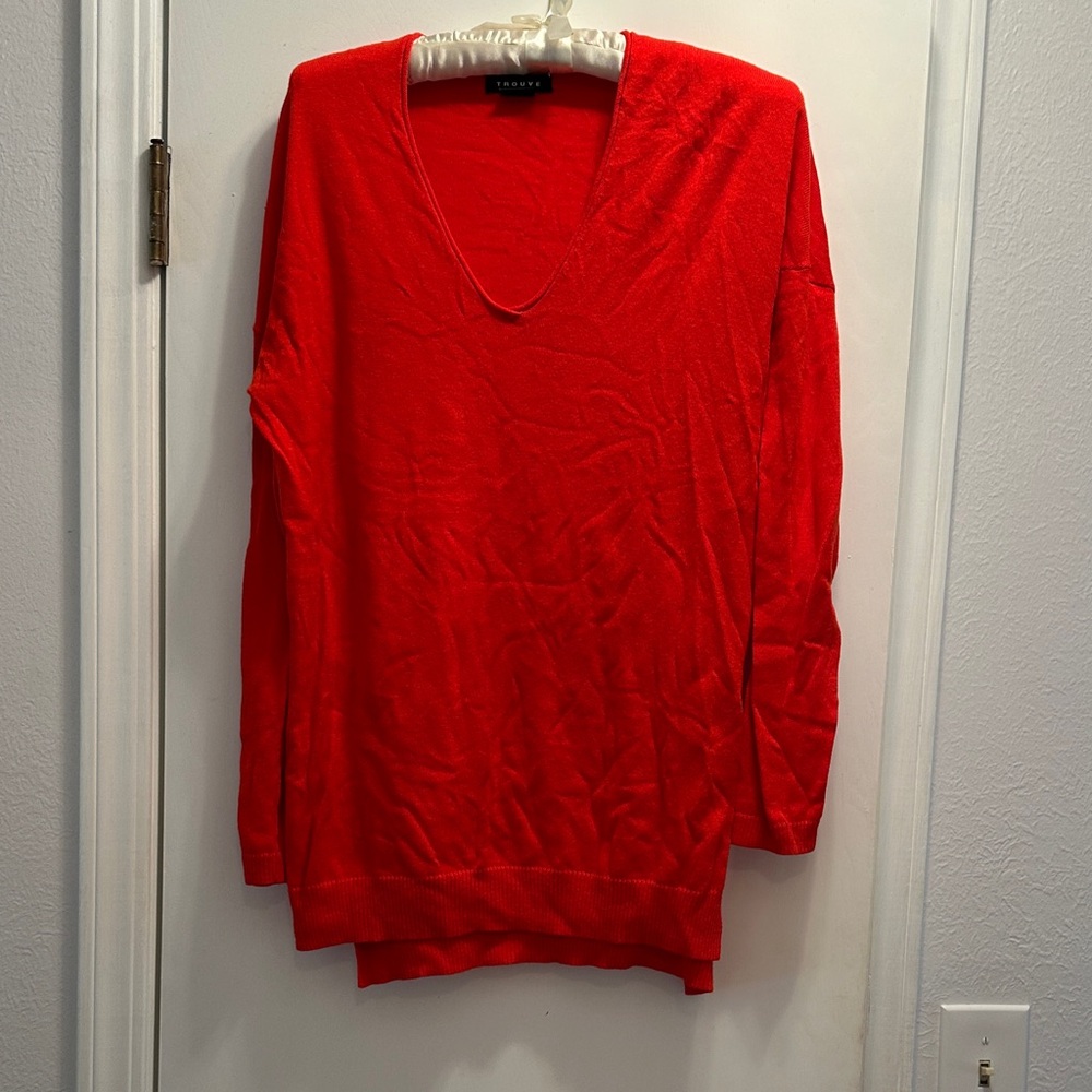 Trouve Red V-Neck Sweater